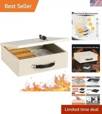 Fireproof Document Box with Key Lock, Safe Storage Box for Valuables, Fire Re...