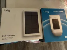 Ring Spotlight Cam Pro Battery + Small Solar Panel, Wi-Fi Alexa, White 1080p