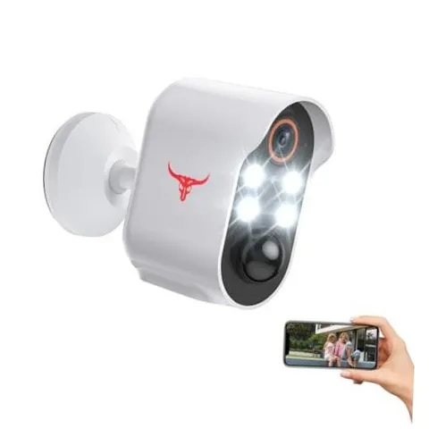 1080p Wireless Security Camera with AI Human Detection, Night 4 Spotlights