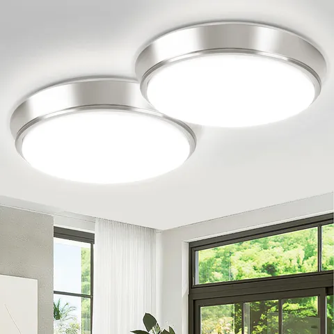 13 Inch 36W Dimmable Flush Mount LED Ceiling Lights, 5CCT Brushed Nickle 