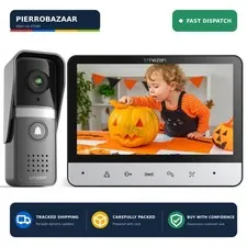 TMEZON 7in Wired Video Doorbell Intercom Monitor Night Vision V20