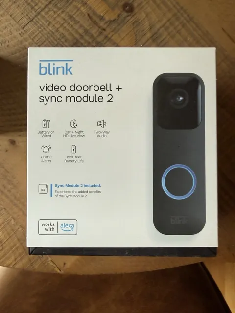Blink Smart WiFi Video Doorbell Wireless, Black with Sync Module 2 and Mini Cam