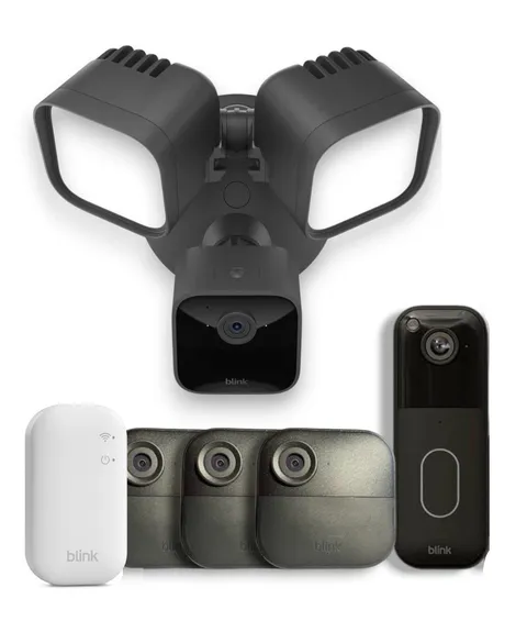 Blink Whole Home Security Camera System Bundle Outdoor 4, Doorbell, Flood Light