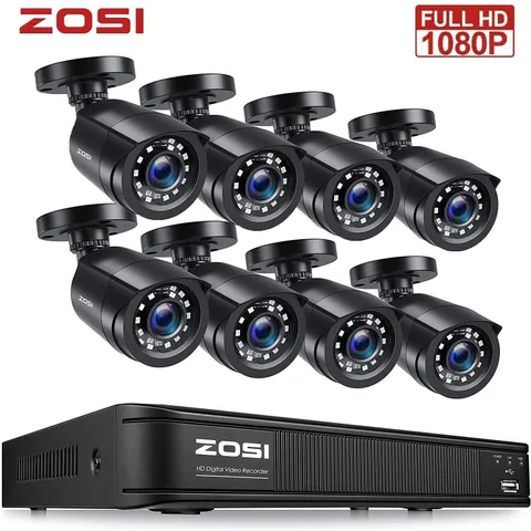 ZOSI 8CH 1080P DVR 2MP Home Security Surveillance Camera System CCTV 24/7 View