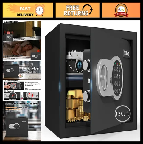 1.2 Cu.ft Digital Security Safe Box with Key & Electronic Keypad - Home, Office,