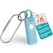 Ivation Personal SOS Keychain Alarm, 130dB Rechargeable Alarm with LED Strobe