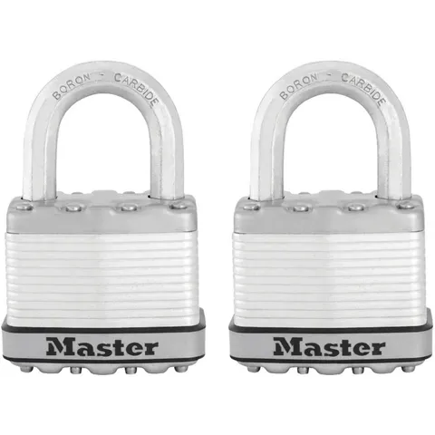 Master Lock Padlock 2In Steel Keyed Alike Dual Ball Bearing 2Pk