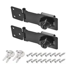 2Pcs 4Inch Keyed Hasp Locks Twist Knob Locking Keyed Alike, Black