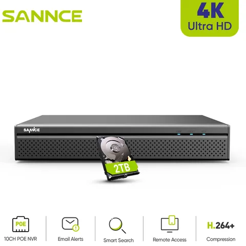 SANNCE 8CH NVR 4K PoE AI Motion Network Video Recorder for Security System 2TB