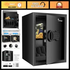 Secure Steel Safe Box with Digital Keypad Lock, Removable Shelf, Type C Port - 1