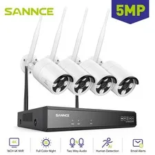 SANNCE 5MP Wireless Two Way Audio Outdoor Security Camera System IP 16CH 4K NVR