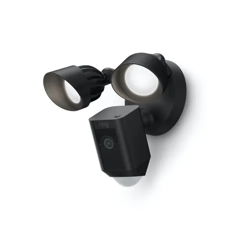 Ring Floodlight Cam Wired Plus Outdoor Wired Full HD Surveillance Camera - Black