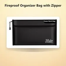 Fireproof Organizer Bag with Zipper, Black, 10.6 x 6.3 inch | Explosion-Proof...