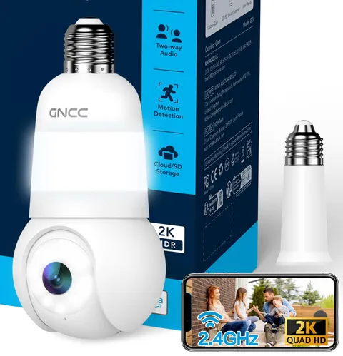 2K Light Bulb Security Camera, 2.4G WiFi, Cloud Subscription Required