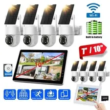 Solar Battery Powered WiFi Outdoor Pan/Tilt Home Security Camera System Wireless