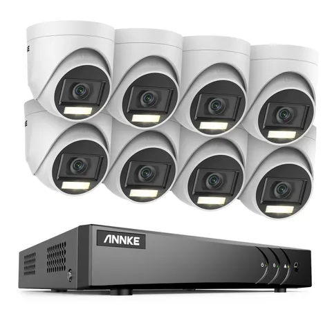 ANNKE 5MP Security Camera System Color Night 8CH DVR H.265+ Human Detection IP67
