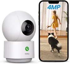 4MP Indoor Security Camera - Baby & Pet Monitoring with 5/2.4 Ghz Wifi | 360° Ho