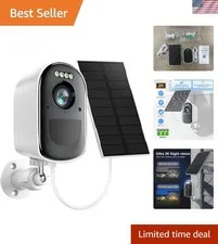 Easy Install Outdoor Solar Security Camera - HD Video, Night Vision, Alerts