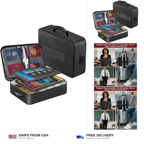 Fireproof Document Box with 5200℉ Heat Insulated, Document Organizer with Loc...