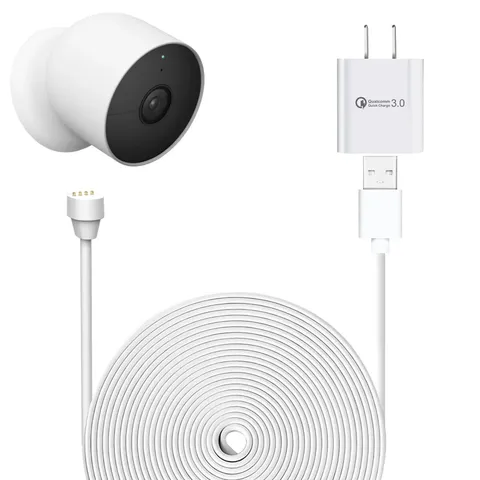 Power Adapter for Google Nest Cam Battery 25ft/7.6m Weatherproof Charging Cable