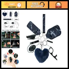 10PCS Women's Keychain Set - Safety Alarm, Whistle & Wristlet Keychains