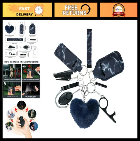 10PCS Women's Keychain Set - Safety Alarm, Whistle & Wristlet Keychains