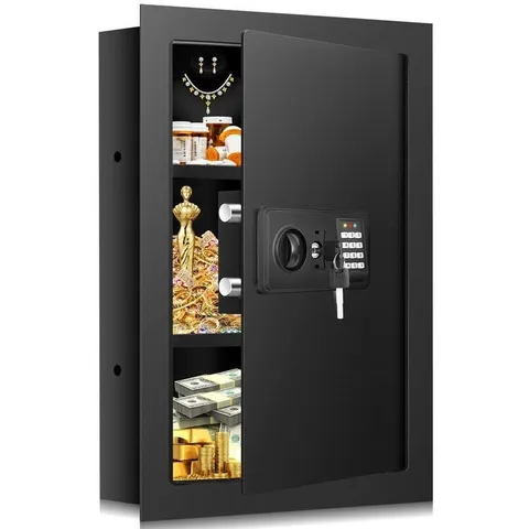 25.6" Fireproof Wall Safe - Hidden In-Wall Safe with Combination Lock & Removabl