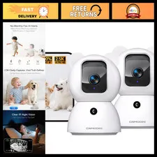 2.5K Indoor Security Cameras 2-Pack, AI Detection, 4MP Night Vision, 2-Way Audio