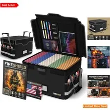 Water-Resistant Fireproof Document Box with Lock for Home & Travel - 16.1"x12.9"