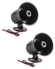 QWORK Electric Siren Horn, 2 Pack DC 12V Security Loud Wired 2 Pack, Black 