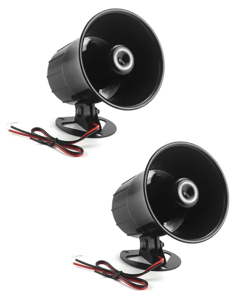 QWORK Electric Siren Horn, 2 Pack DC 12V Security Loud Wired 2 Pack, Black 