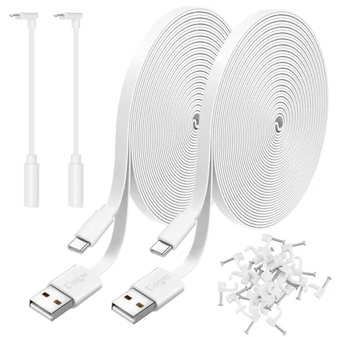 2 Pack 16.4FT Power Extension Cable Compatible with Wyze Cam v4/v3/OG,Wyze Ca...