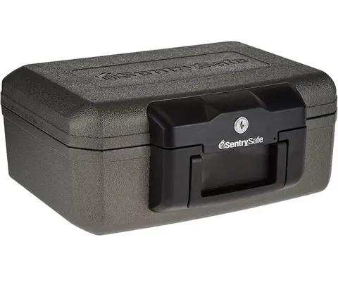 SentrySafe Small Portable Fire Safe Key Lock 30 min Gray 14.3x11x6.1 2 Keys