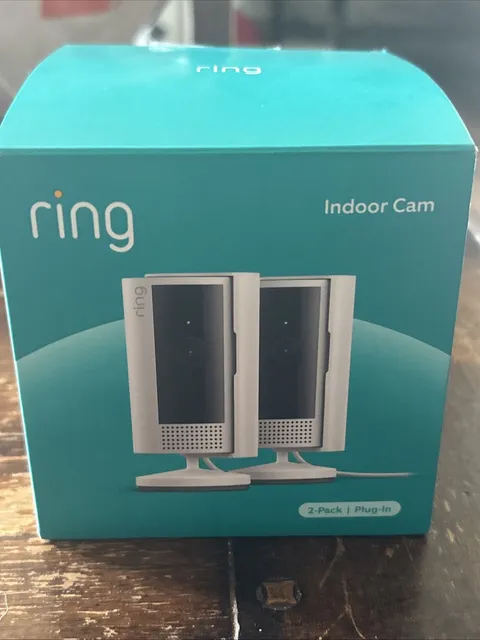 2pk Ring Indoor Cam PLUG-IN - 1080p HD Video - White Opened Box For Photos