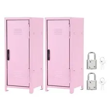 Mini Locker 4.3 x 10.8 Inch, 2 Pcs Small Locker with Lock Keys, Light Pink