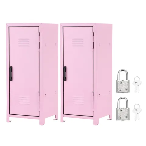 Mini Locker 4.3 x 10.8 Inch, 2 Pcs Small Locker with Lock Keys, Light Pink