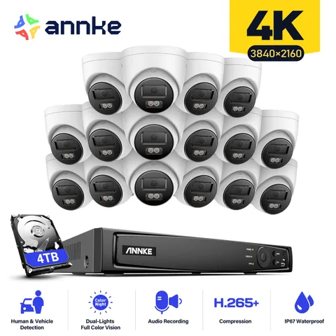ANNKE 8CH 16CH 12MP NVR 4K AI Color POE Security Camera System Audio Recording