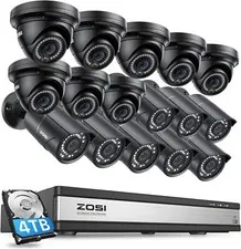 ZOSI 4K 16CH PoE Security Camera System Outdoor NVR with 4TB Motion Detection