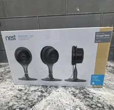 Nest Cam Indoor 3-Pack Black 1080p Wi‑Fi Indoor Security Cameras, 24/7