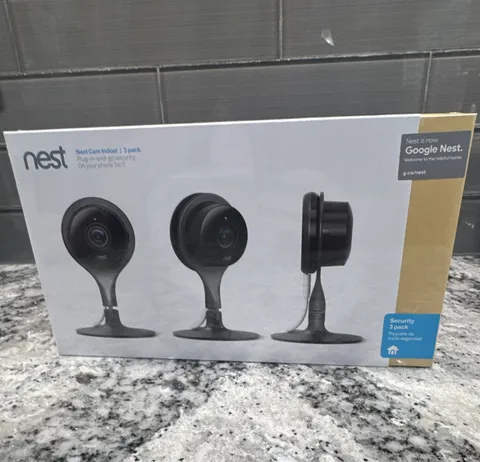 Nest Cam Indoor 3-Pack Black 1080p Wi‑Fi Indoor Security Cameras, 24/7