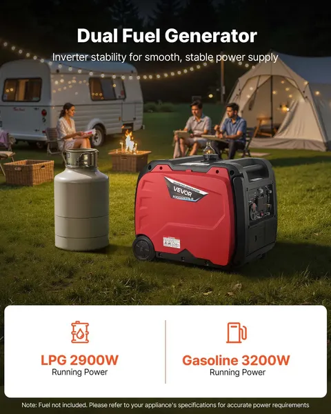 Inverter Generator, 4200W Peak Watt Quiet Inverter Generator, Dual Fuel Inverter