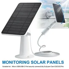 Solar Panel Micro USB C Power CCTV Camera Security Cam Battery Charger Outdoor