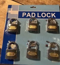 Lot of 6 Global Pad Locks With 3 Keys Heavy Duty Steel 50mm X 6 Brand New