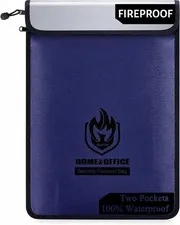 Upgraded Two Pockets Fireproof Document Bag 2000 15x11 Waterproof Money