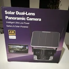 4K Solar Security Camera Dual-Lens 180° Panoramic Outdoor 4G/WiFi Wireless 8MP
