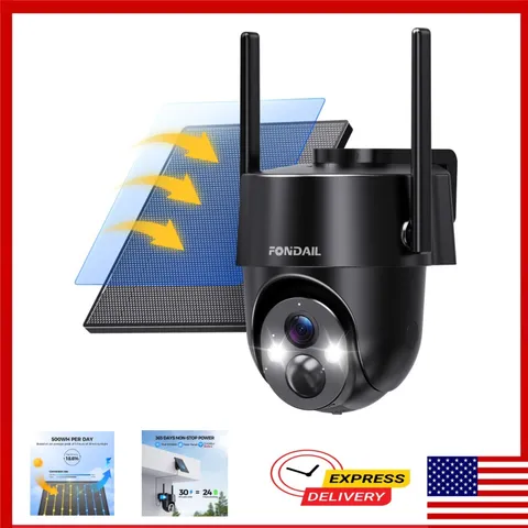 FONDAIL Solar Security Camera 2K 360° WiFi Outdoor with Night Vision