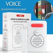 Wireless Door Alarm When Opened Voice Alert Magnetic Sensor Adjustable Volume 