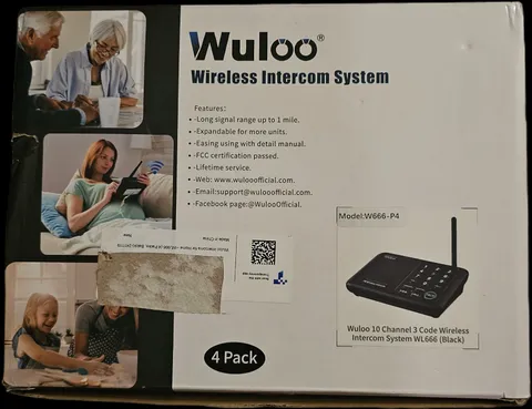 Wuloo W666-P4 Wireless Intercom System 4 Pack 10 Channel Long Range