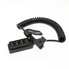4 Port D Tap to D Tap Female Coiled Splitter Cable for Anton Bauer V Mount Ba...