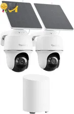 360° PT Solar Security Cameras Wireless Outdoor System 2 Pack 5MP Auto-Tracking